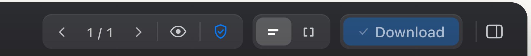 The Cover for Web editor toolbar with Ai-safe mode on: the shield with a check, beside the peek eye and the Download button